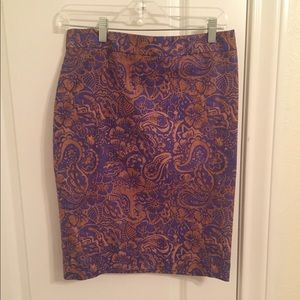 Ann Taylor Loft Blue & Tan Skirt NWT